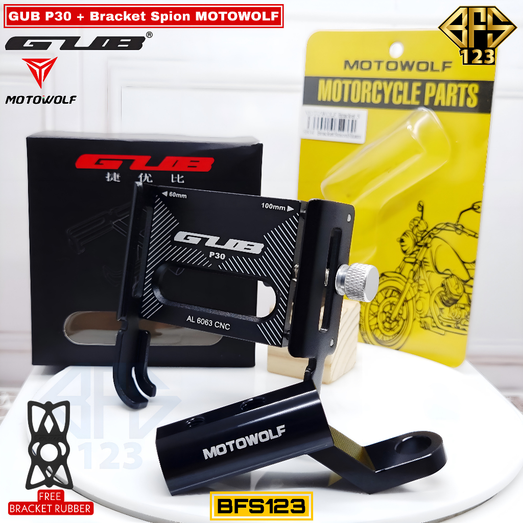 Jual Paket GUB P30 Phone Holder + Bracket Spion MOTOWOLF ORIGINAL ...