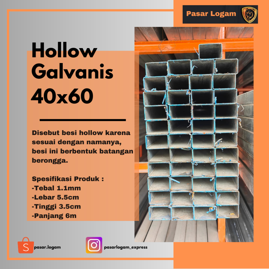 Jual Hollow Galvanis 40x60x1.1mm | Shopee Indonesia