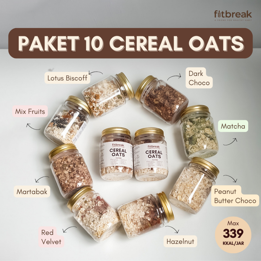 Jual PAKET 10 SEREAL OATS FITBREAK / sarapan / snack /sehat / rendah