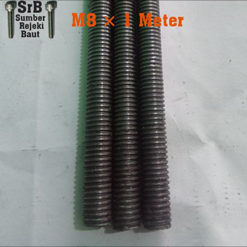 Jual As Drat M8 Panjang 1 Meter Baut Long Full Drat Shopee Indonesia