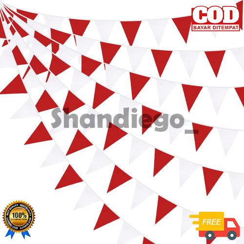 Jual Bendera Segitiga Mini Bendera Festival Merah Putih Bendera Kain Segitiga Bunting Flag 1079