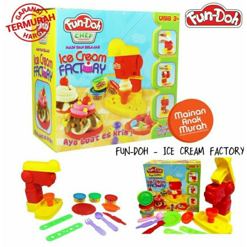 Jual Mainan lilin FunDoh Cotton Ice Cream Tower Box 49039 , ice cream ...