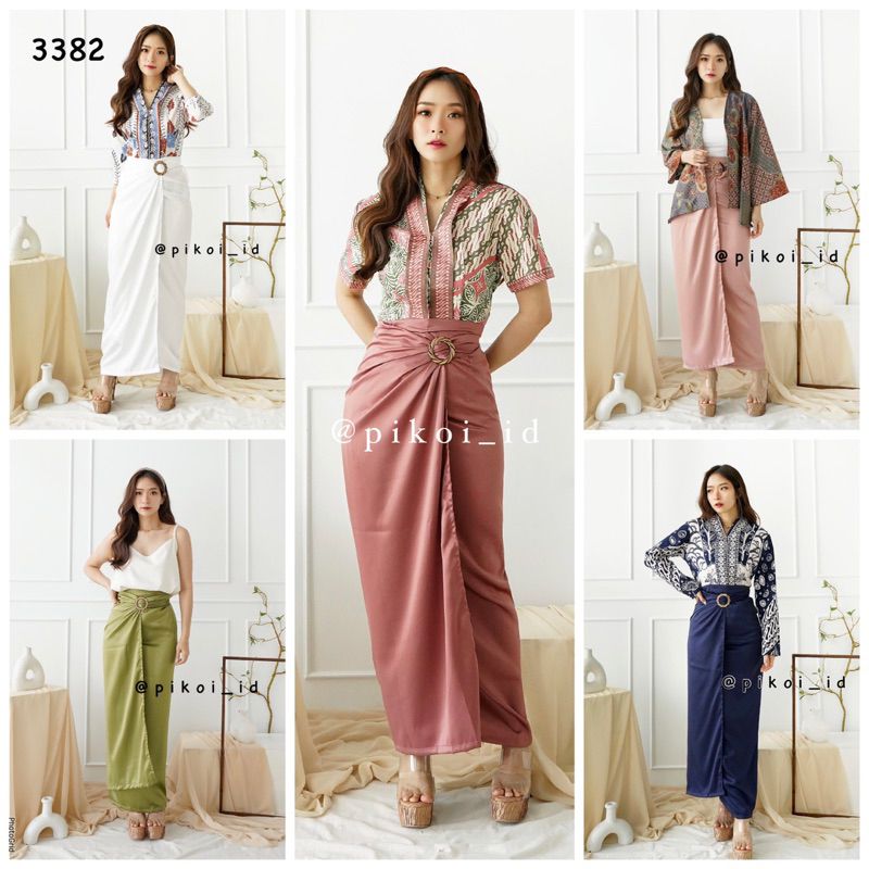 Jual Rok lilit polos putih satin / Maxi rok lilit Navy / Rok kebaya ...