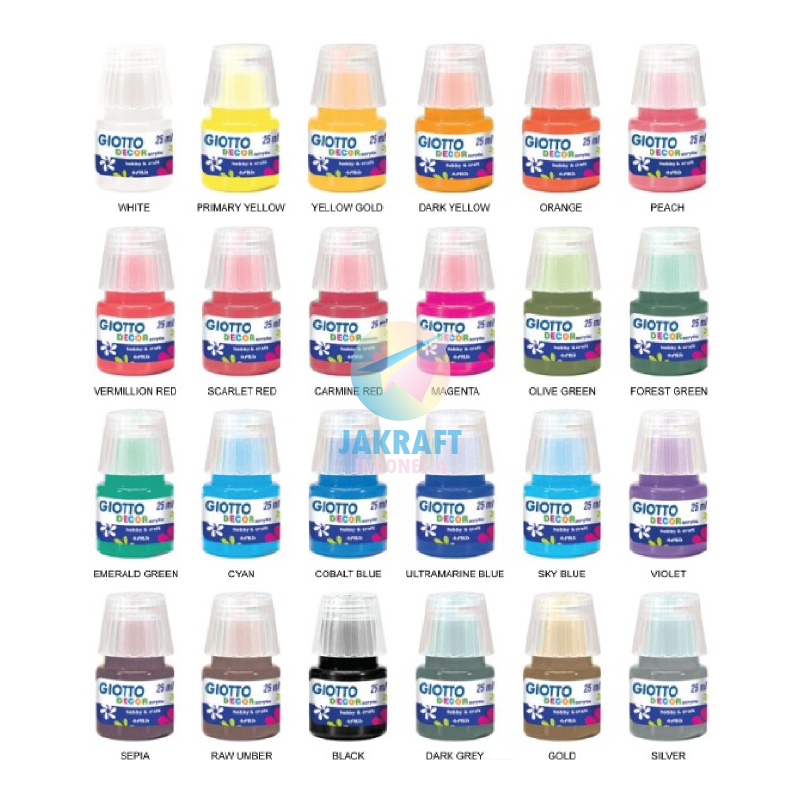 Jual (1 Pcs) Cat Akrilik GIOTTO isi 25ml Botol Warna Warni Decor ...