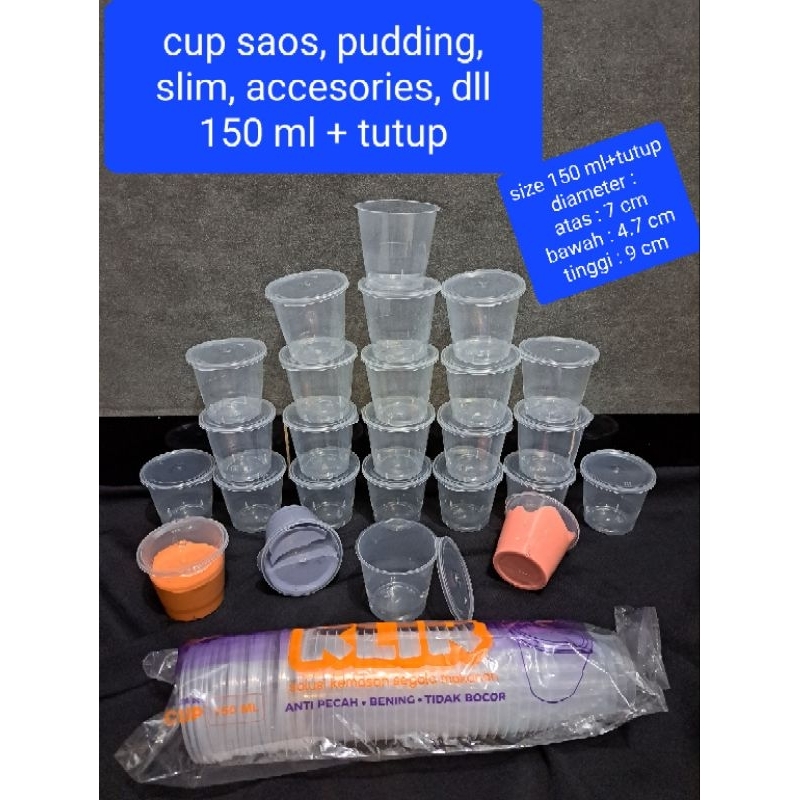 Jual Cup 150ml Dijual 25pcspak Untuk Wadah Slime Pudding Accesories Saos Sambal Shopee 6287