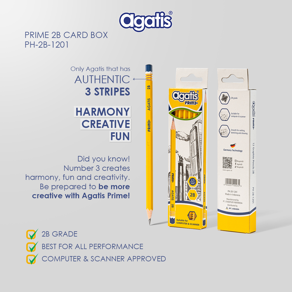 Jual Asaba Stationery - Pensil Tulis Agatis Yellow Prime 2B - 1Box Isi ...