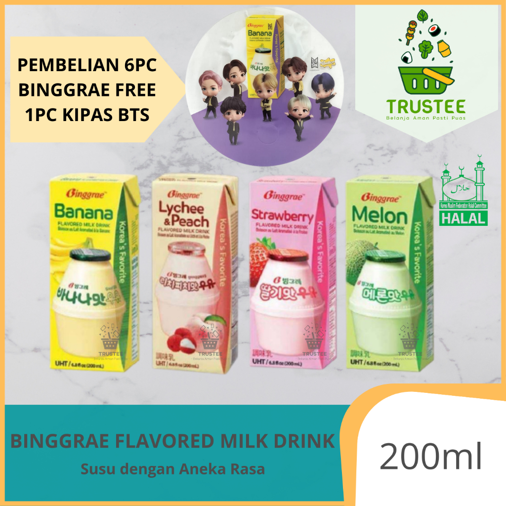 Jual BINGGRAE MILK BANANA / MELON / STRAWBERRY / LYCHEE & PEACH - Susu ...