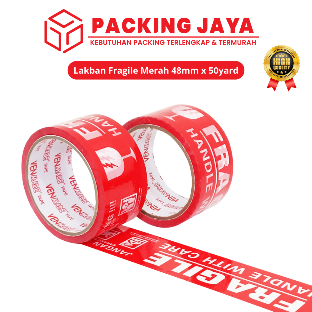 Jual Fragile Lakban Vandmade Merahputih 48mm X 50yard Per Roll