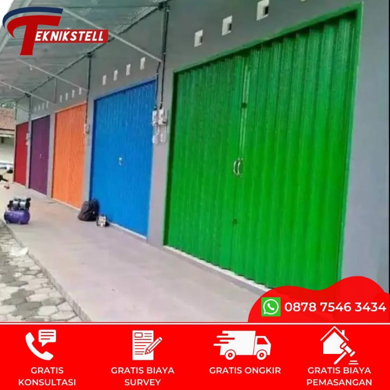 Jual Folding Gate Galvalum Anti Karat Slat Daun 0.4mm Pintu Warung