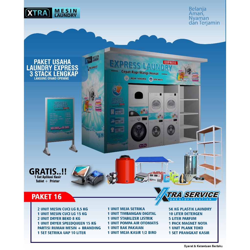 Jual Paket 16 ( Mesin Laundry Xpress 78 kg ) Shopee Indonesia