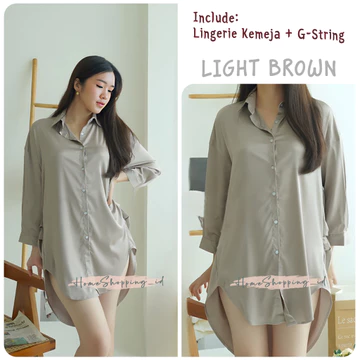 Kemeja Bigszie Wanita Kemeja Lingerie Oversize Baju Tidur Satin Wanita Lingerie Satin Baju Sexy