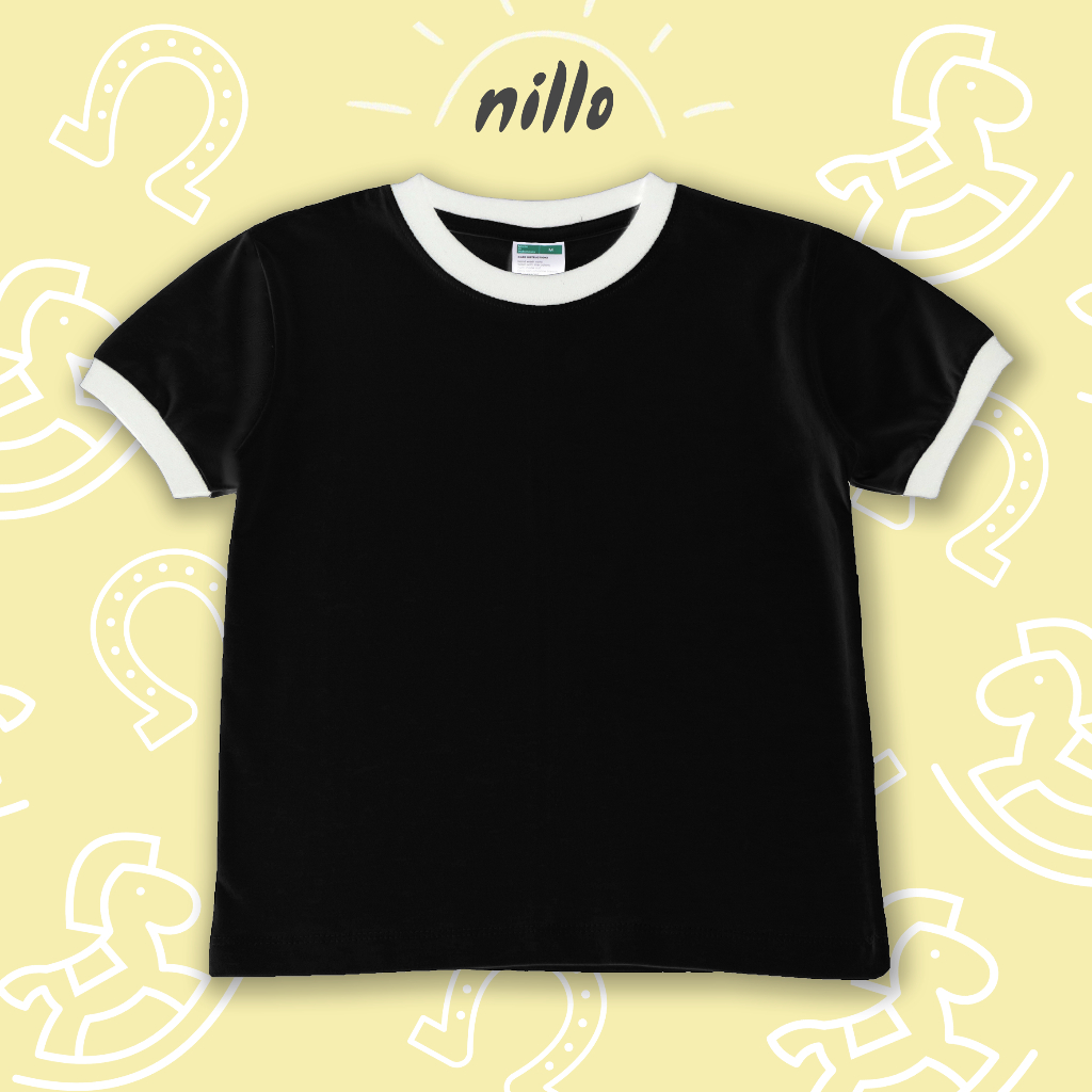 Jual NILLO Ringer T-Shirt - Kaos Polos Anak Unisex Kombinasi Black ...