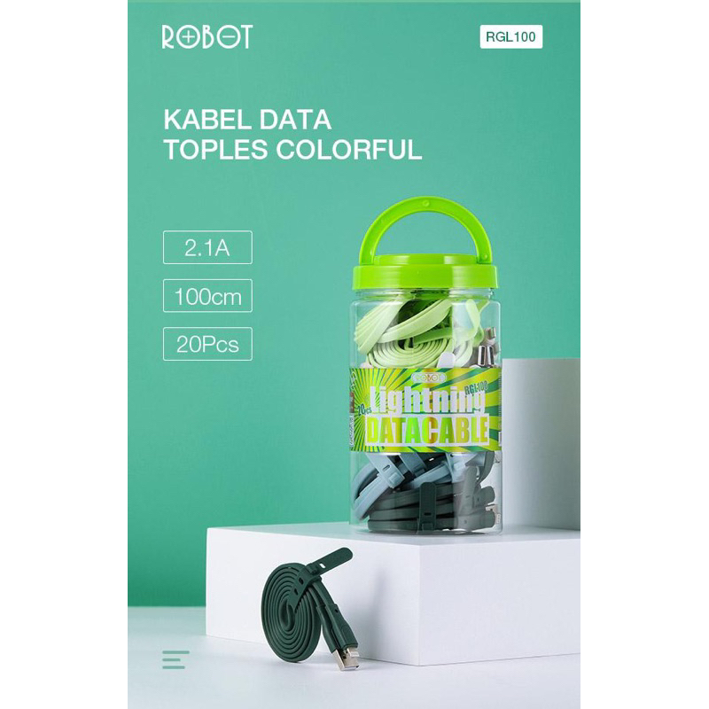 Jual ROBOT RGL100 2.1A Lightning 100cm Data Cable Colorful (1toples isi ...