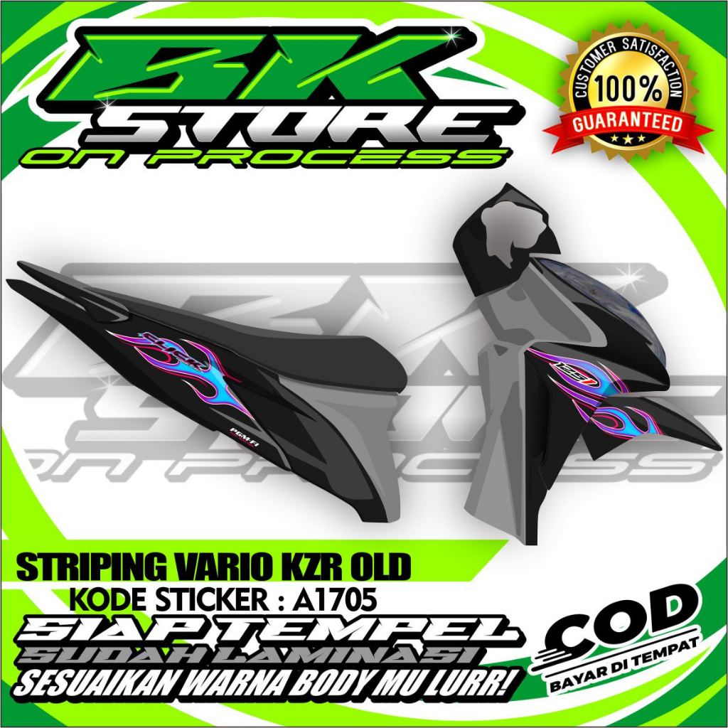 Jual Striping Uv Transparan Variasi Honda Vario Kzr Motif Api Sudah