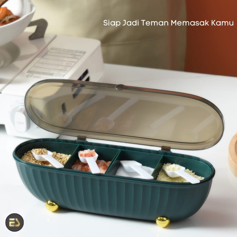 Wadah penyimpanan bumbu dasar hitam dengan kluwek