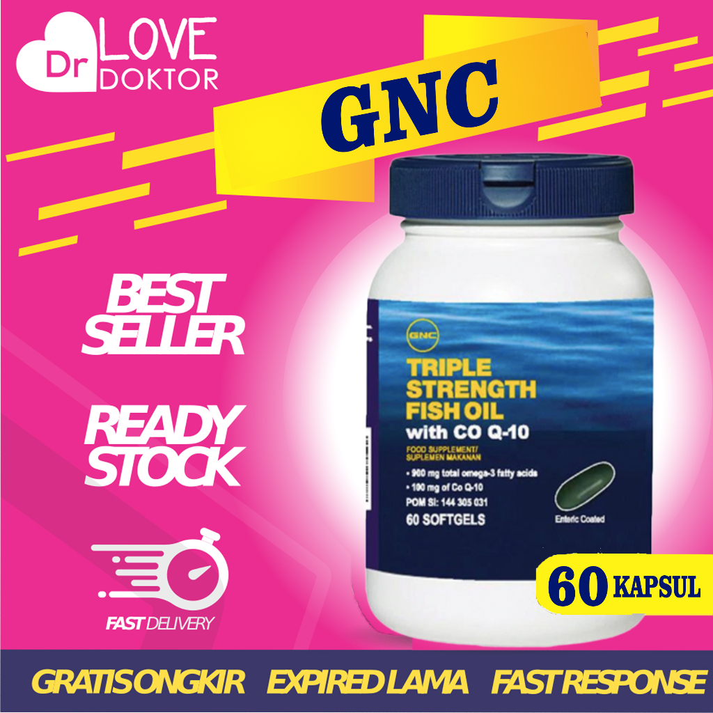 Jual GNC TRIPLE STRENGTH FISH OIL WITH COQ10 OMEGA 3 MINYAK IKAN CO Q10 KOLESTEROL SENDI STROKE