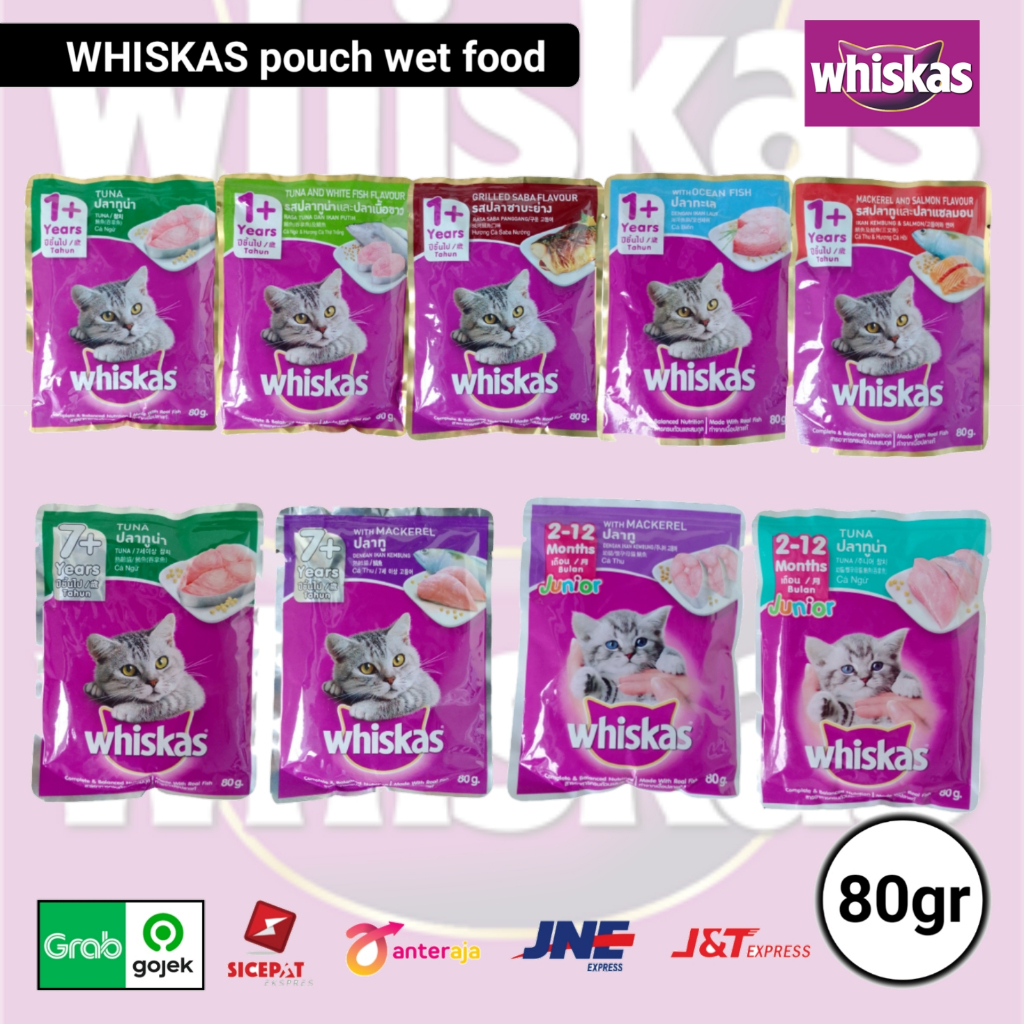 Jual whiskas pouch / sachet 85gr wetfood whiskas junior & adult makanan