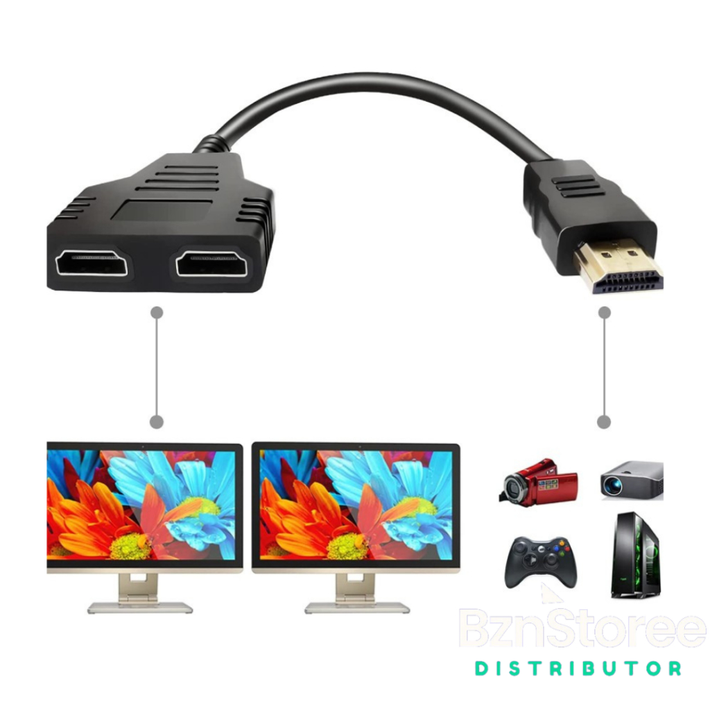 Jual HDMI SPLITER 2 PORT KABEL 3D HD 1080P SPLITTER CABANG/ HDMI CABANG ...