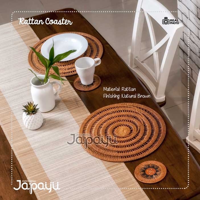 Jual Alas Tatakan Gelas Anyaman Rotan Rattan Inlay Coaster Table Decor Shopee Indonesia 4318