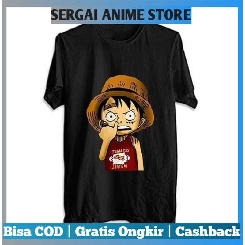 Jual OP33 KAOS LUFFY NGUPIL BLACK ONE PIECE | Baju Anime One Piece