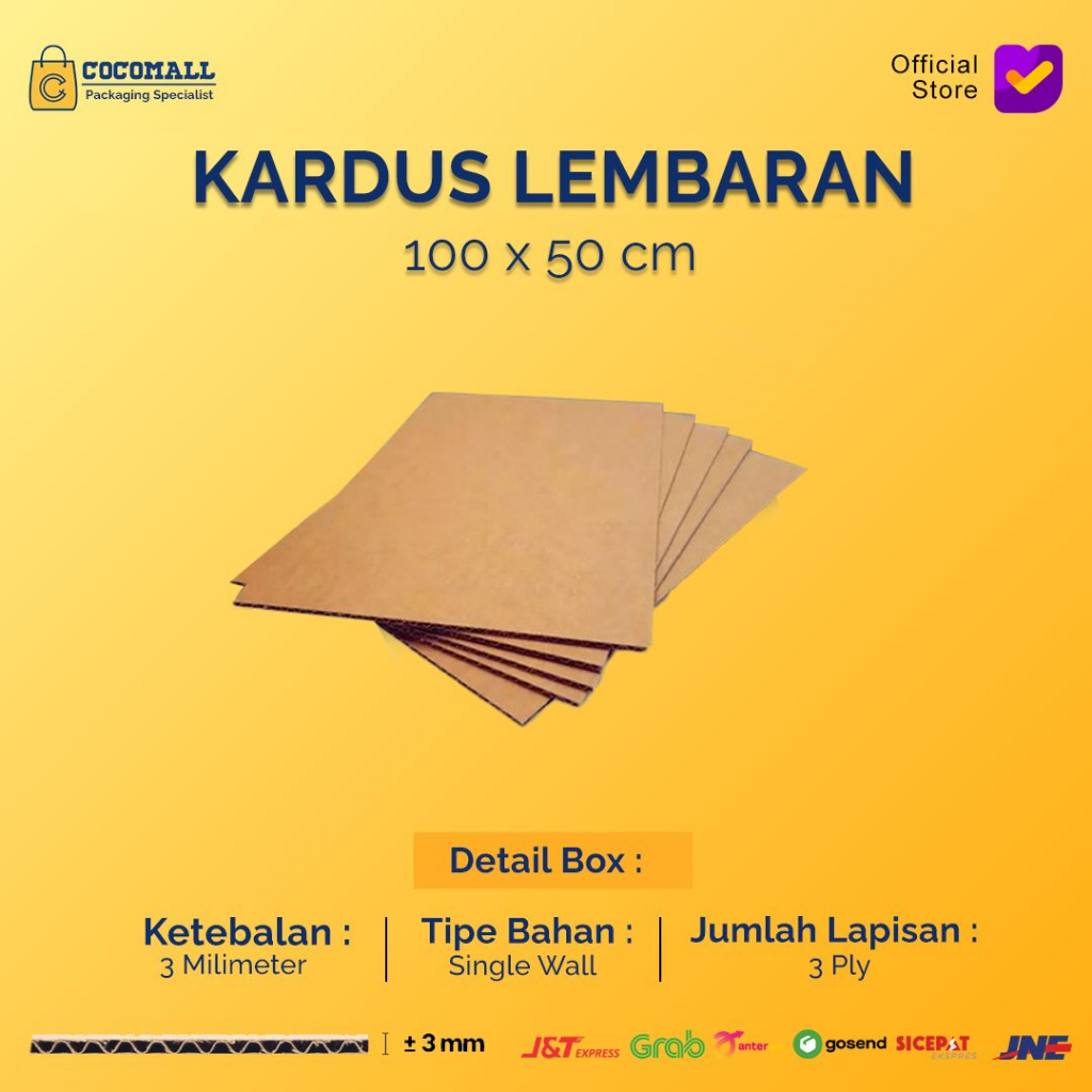 Jual Kardus Karton Lembaran 100x50 CM Dus Polos Packing Besar | Shopee ...