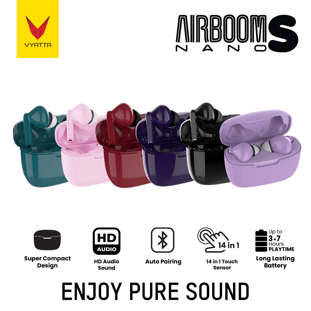 Jual VYATTA AIRBOOM NANO S TWS BLUETOOTH HEADSET EARPHONE SUPER SLIM UP ...