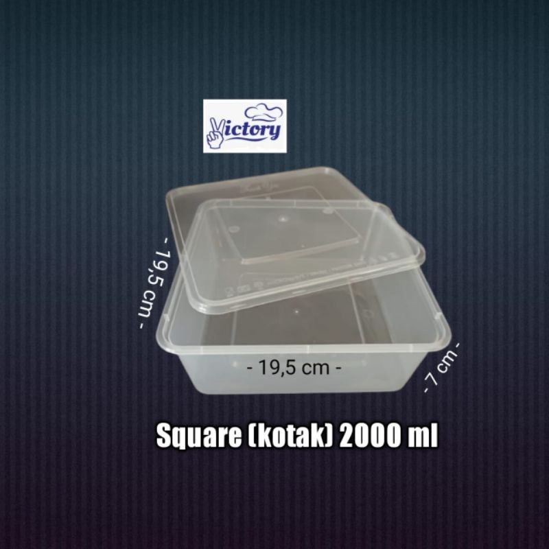 Jual Thinwall 2000 Ml Square Victory Thinwall Kotak 2000 Ml Food