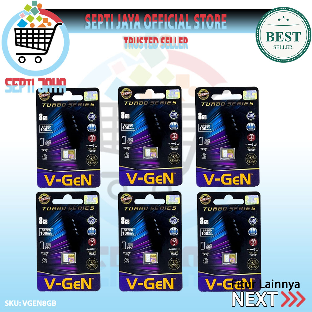 Jual Micro SD V-Gen 8GB Memori Card Vgen Class 10 Turbo Series SDHC ...