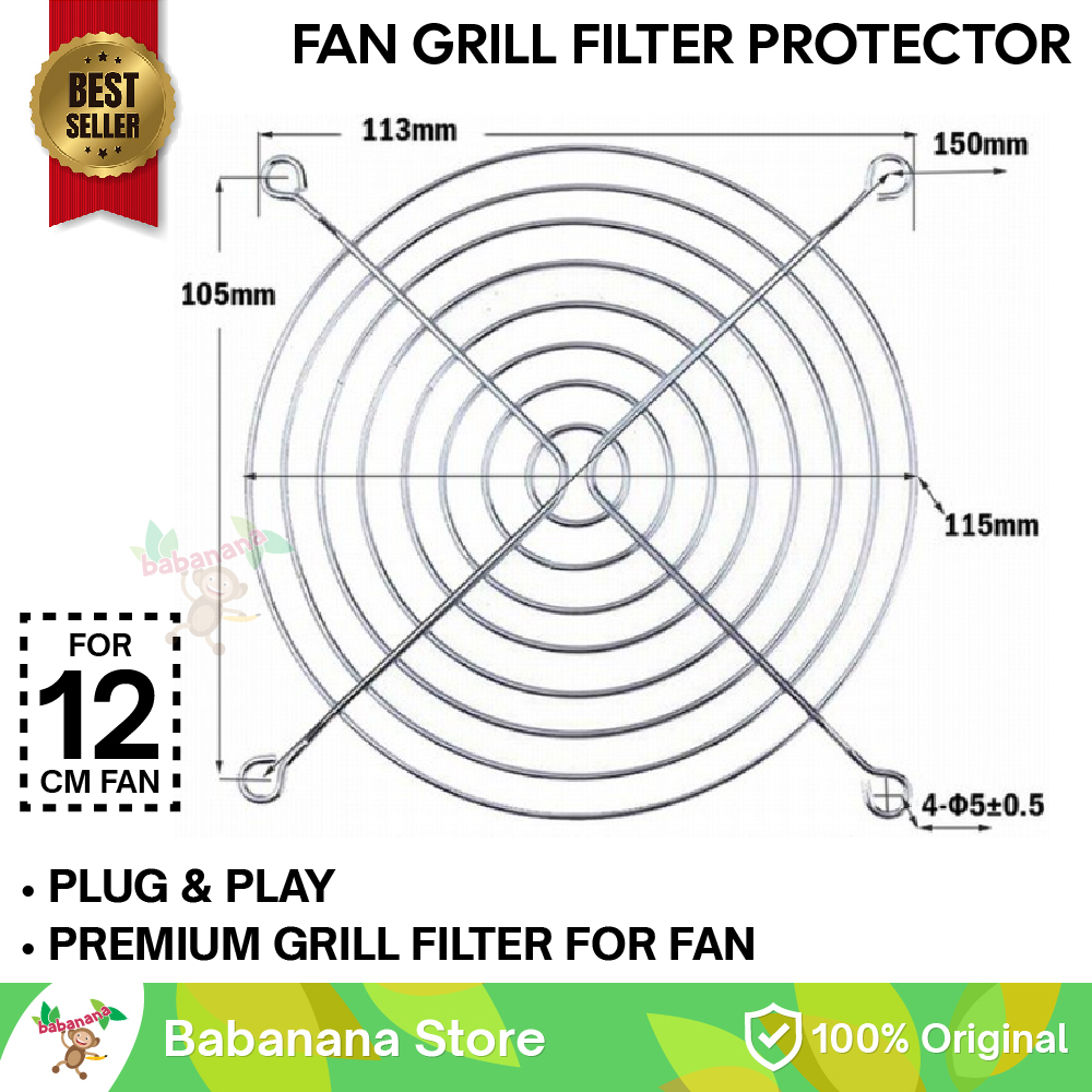 Jual Fan Grill 12cm 120mm filter pc computer case psu cpu komputer besi