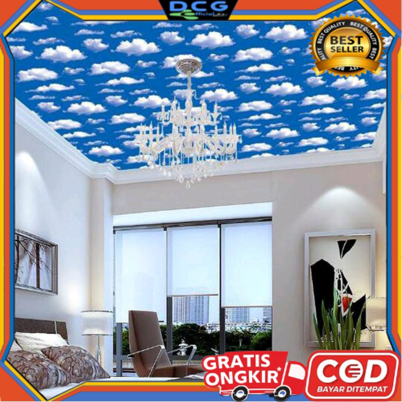 Jual PROMO Wallpaper Sticker Atap Plafon Dinding Motif AWAN BIRU ...