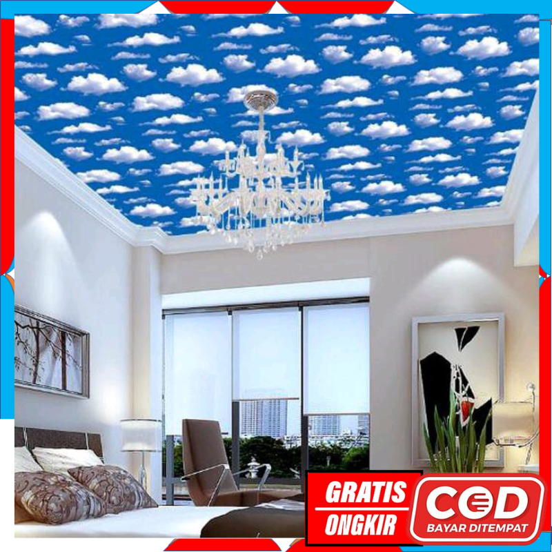 Jual PROMO Wallpaper Sticker Atap Plafon Dinding Motif AWAN BIRU ...