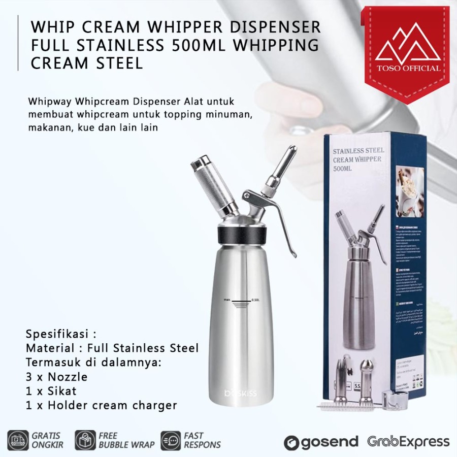 Jual Whip Cream Whipper Dispenser Full Stainless 500ml Whipping Cream