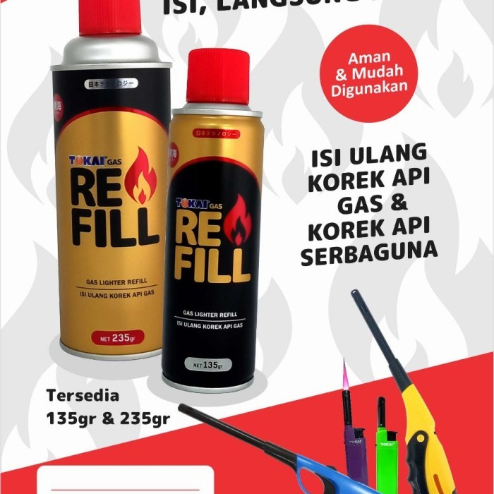 Jual Gas Isi ulang Korek Api Gas Tokai / Refill Gas Lighter 135 gr 235 ...