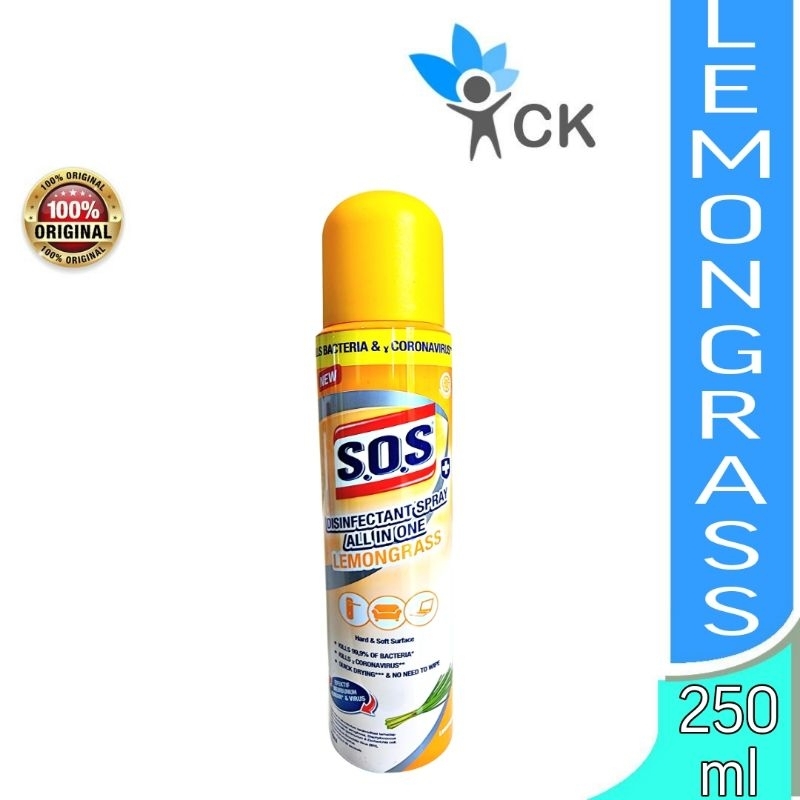 Jual SOS DISINFEKTAN SPRAY ALL IN ONE LEMON GRASS 250 ML | Shopee Indonesia