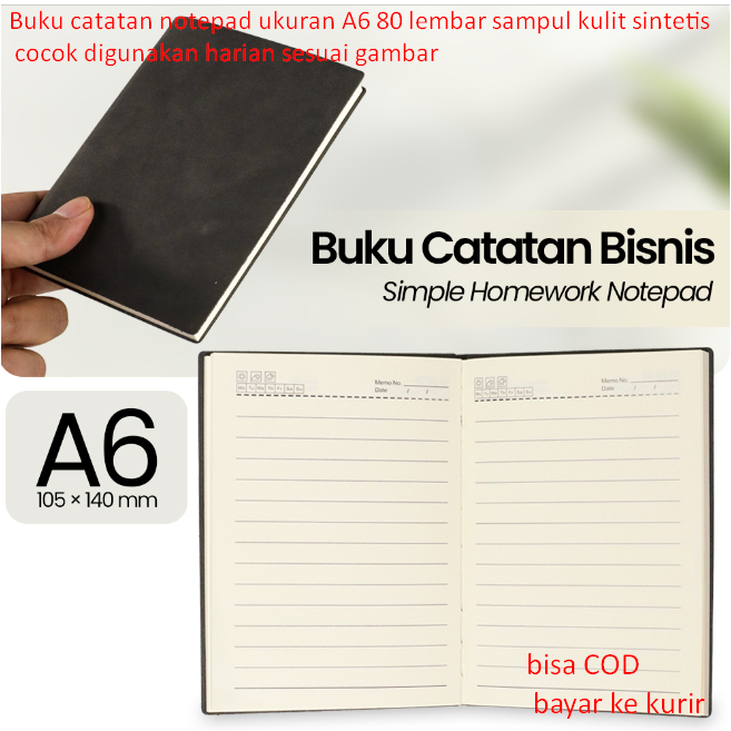 Jual Buku catatan notepad ukuran A6 80 lembar sampul kulit sintetis ...