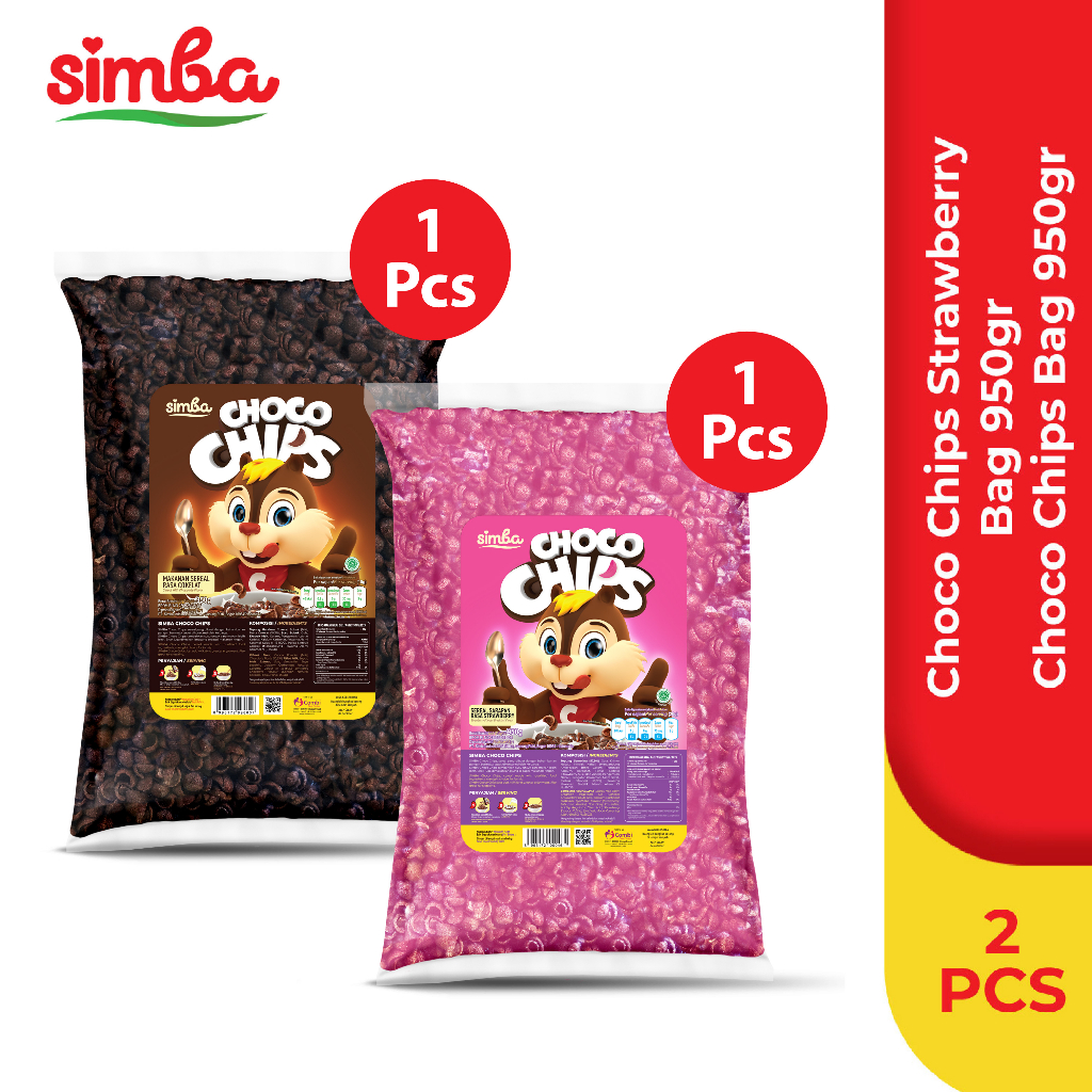 Jual 1 SIMBA Sereal Choco Chips Bag 950gr & 1 Choco Chips Bag Strawberi ...