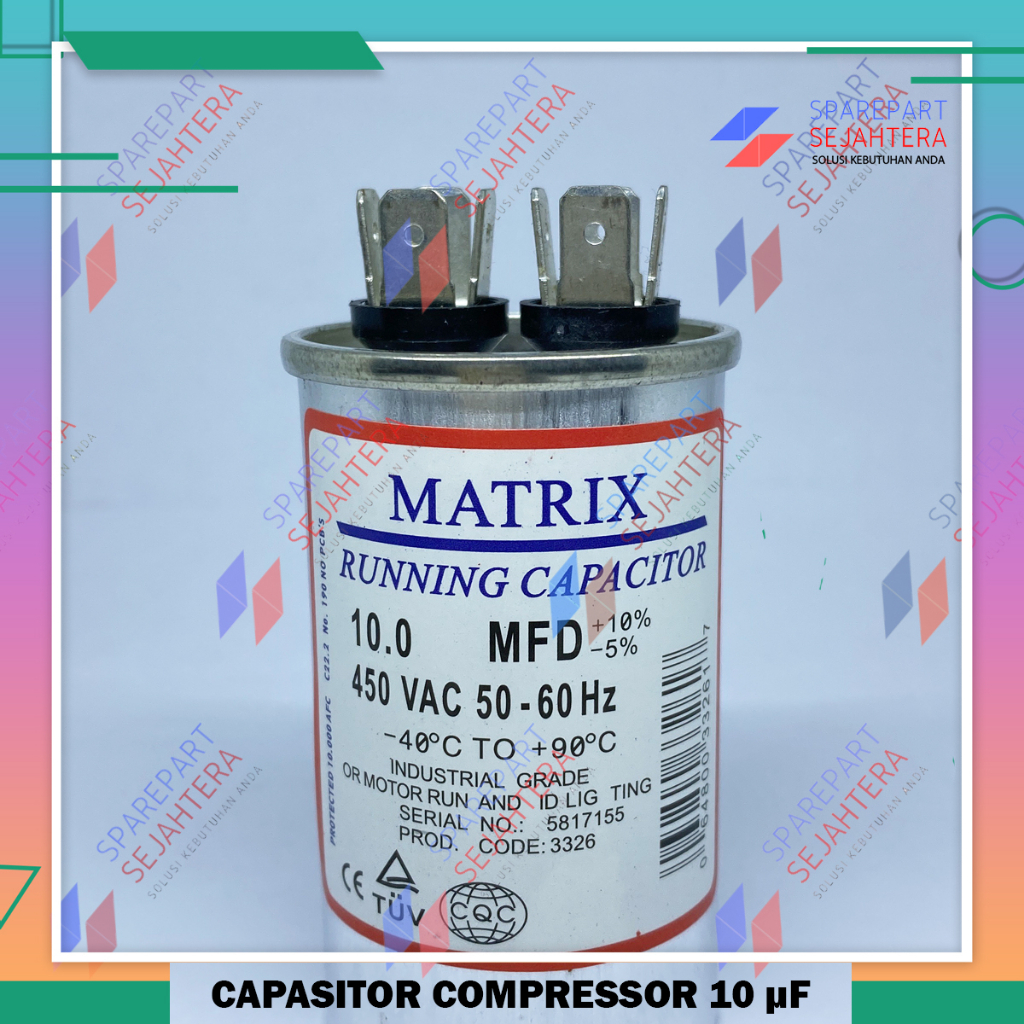 Jual KAPASITOR CAPASITOR POMPA AIR AC MESIN KOMPRESOR COMPRESOR 10 UF ...