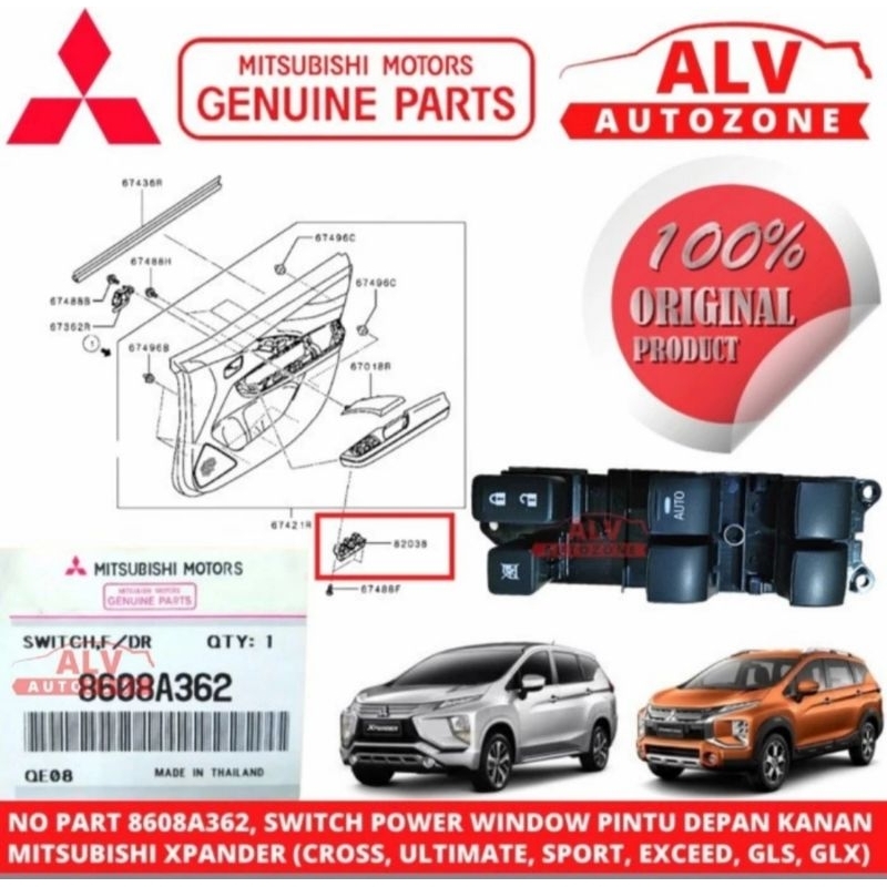 Jual SWITCH POWER WINDOW PINTU DEPAN KANAN DRIVER SIDE ORIGINAL ...