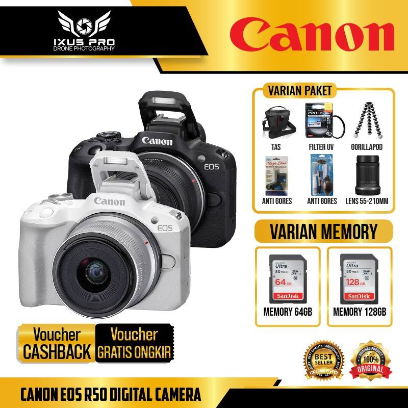Jual Canon EOS R50 Digital Camera RF-S 18-45mm Lens | Shopee Indonesia