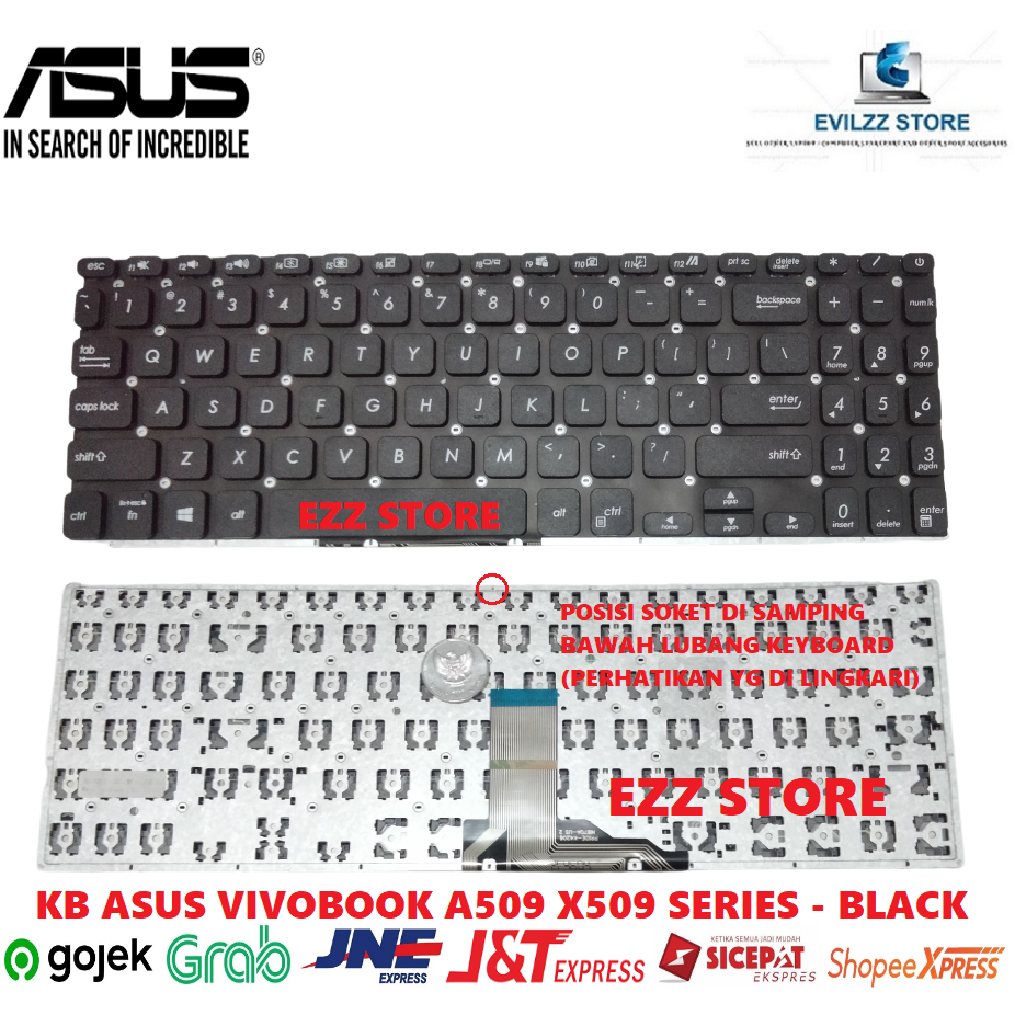 Jual Keyboard Asus Vivobook A509 A509f A509fa A509fb A509fj A509m A509ma Black Hitam Tombol