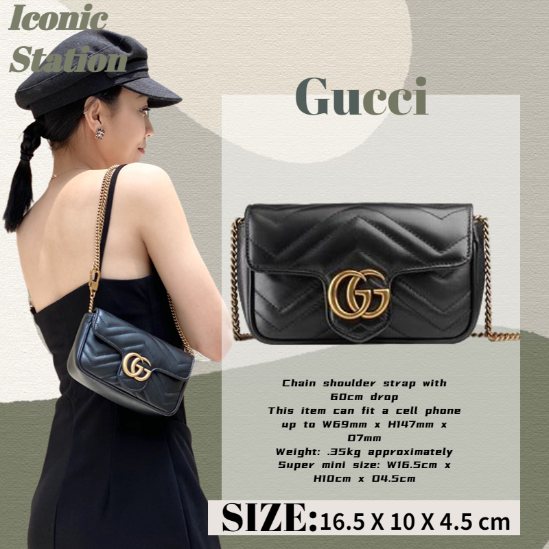 New Gucci GG Marmont Super Mini Handbag Tas Bahu Tas Kurir Wanita Gucci Women s Messenger Bag GUCCI