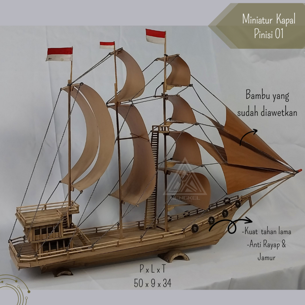 Jual Miniatur Kapal Laut Pinisi Souvenir Unik Kerajinan Dari Bambu Shopee Indonesia 5061