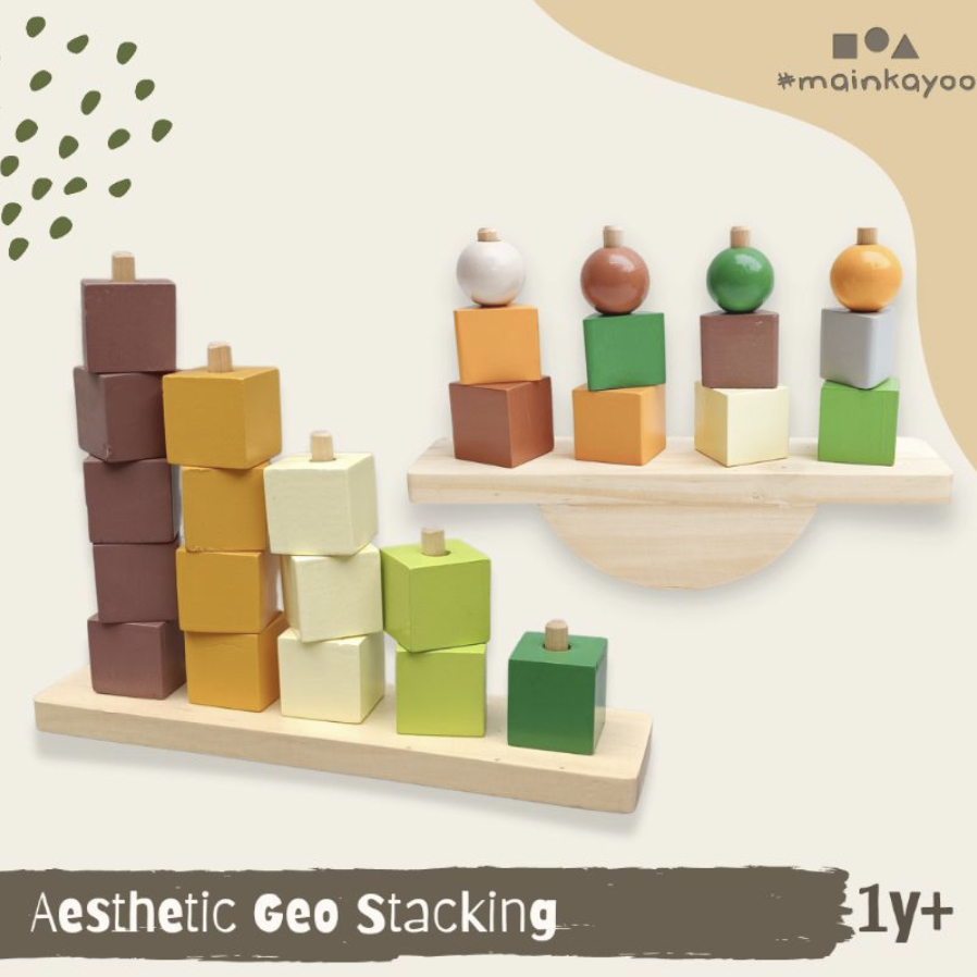 Jual Geometry Stacking & Balance - mainan balok edukasi montessori kayu ...