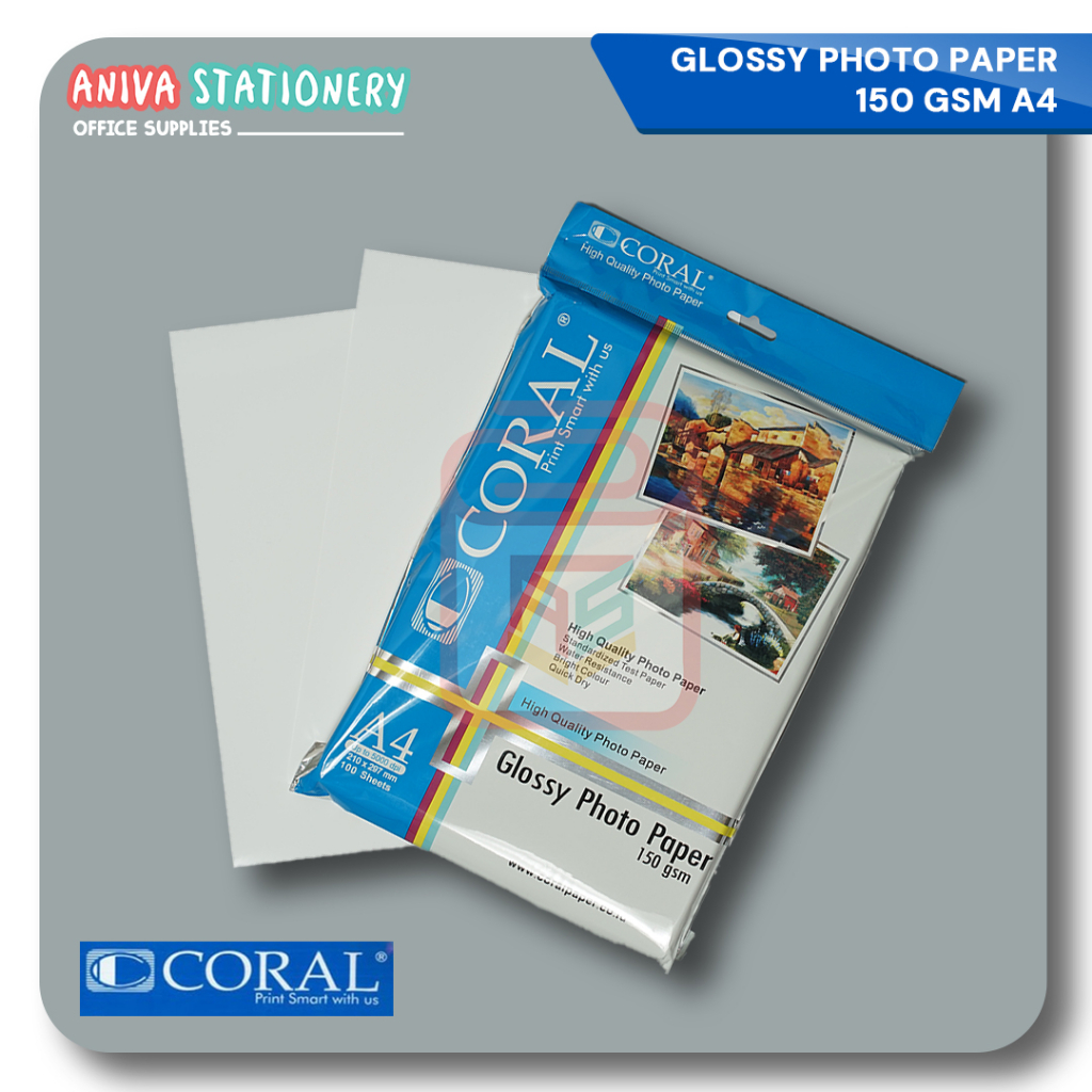 Jual CORAL GLOSSY PAPER 150 GSM A4 (100 lembar) Shopee Indonesia