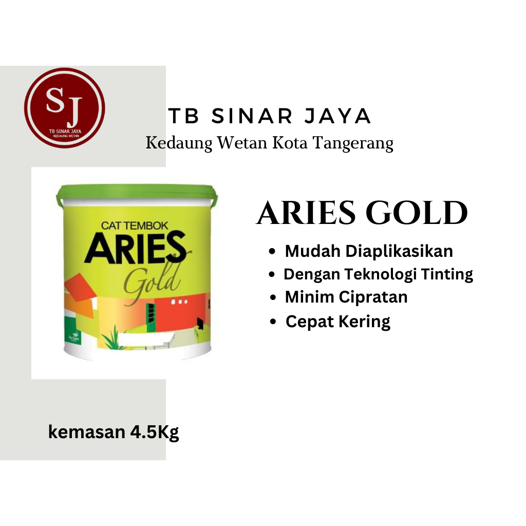 Jual Cat Tembok Aries Gold 4.5kg Cat Tembok Dinding Plafon Shopee