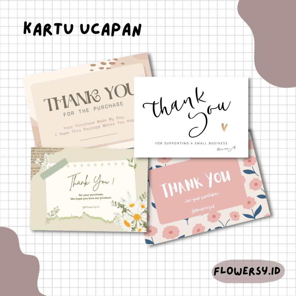 Jual THANK YOU CARD/KARTU UCAPAN TERIMAKASIH OLSHOP/KARTU UCAPAN