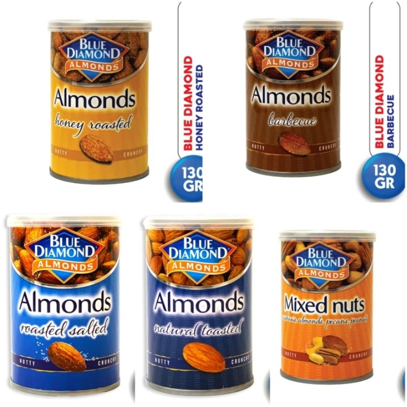 Jual blue diamond almonds honey roasted mix nuts barbeque salted