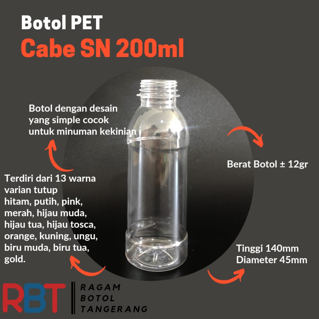 Jual Botol PET 200ml Cabe Tinggi/Botol Cabe/Botol 200ml/Botol Kosong ...