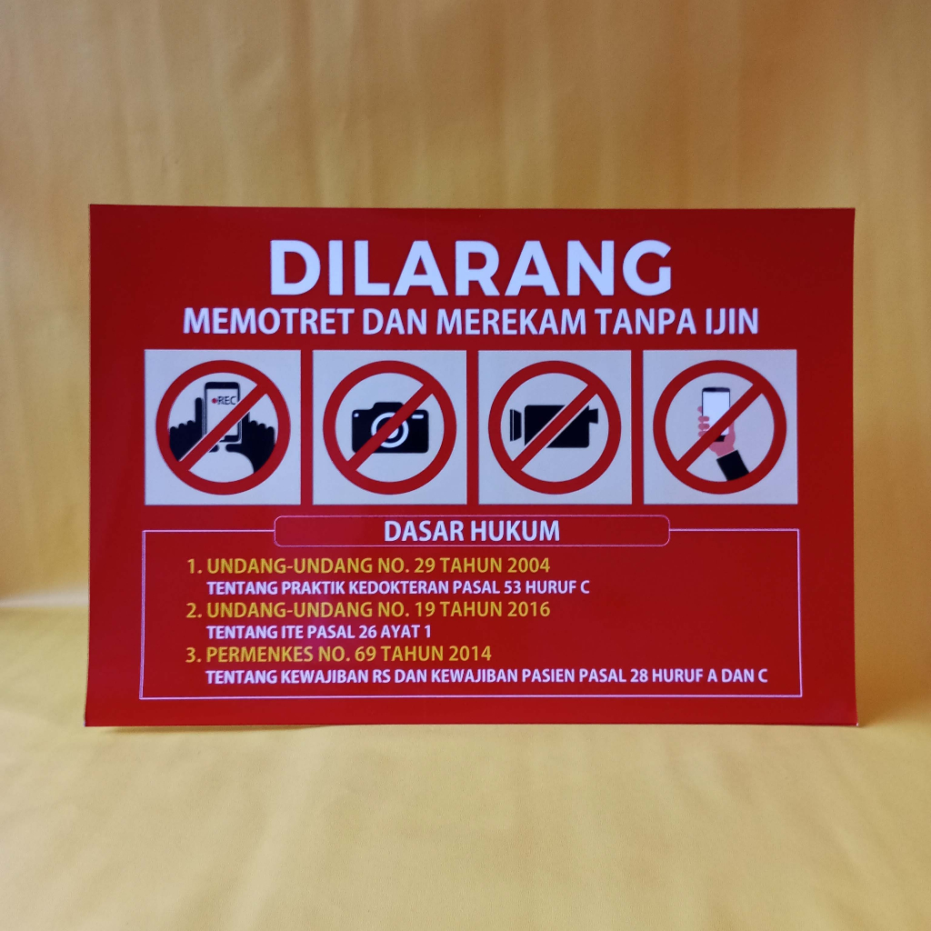 Jual Poster Peraturan | Poster Dilarang Memotret Dan Merekam Tanpa Ijin
