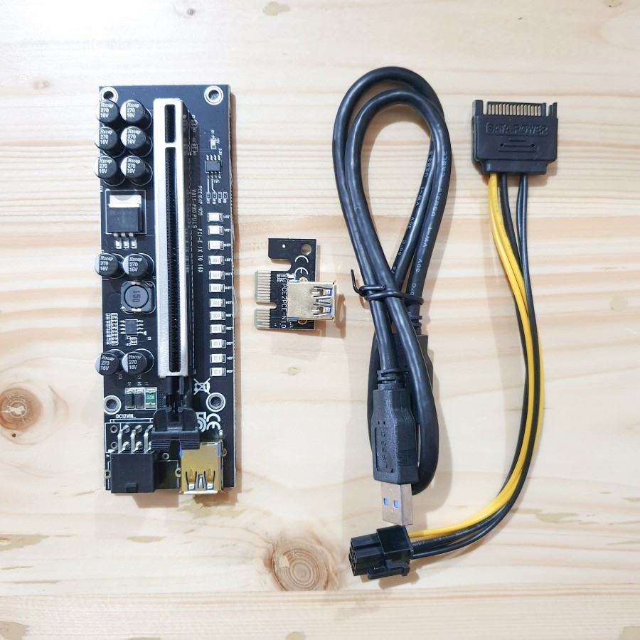 Jual PCIE RISER Ver011 PRO 10 Kapasitor Riser PCIE VGA USB 3.0 1x to16 ...